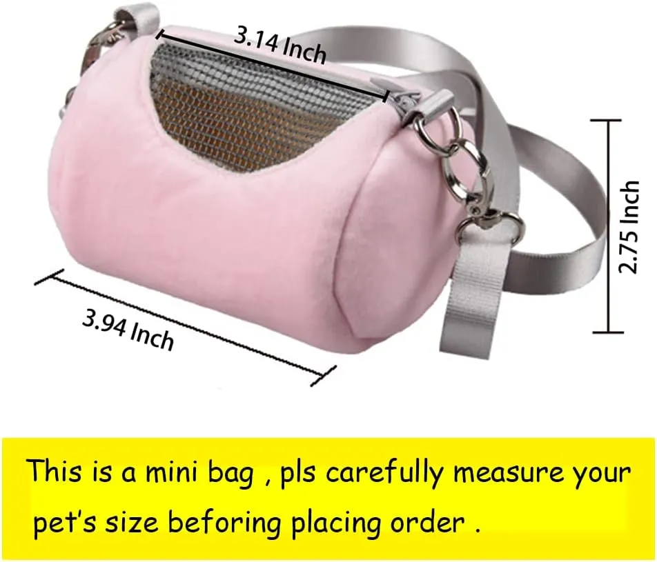 ANIAC Small Pet Carrier Bag with Adjustble Shoulder Strap Hamster Travel cage Breathable Rat Carrier Portable Travel Carrier for Guinea Pig Birds Bearded Dragon Hedgehog (Small, Pink)