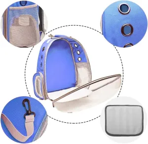 Animal Carrier Backpacks,Transparent Space Capsule Bubble Pet Backpack Bag for Small Dogs Cats Airline Approved Travel Carrier (Light Blue)