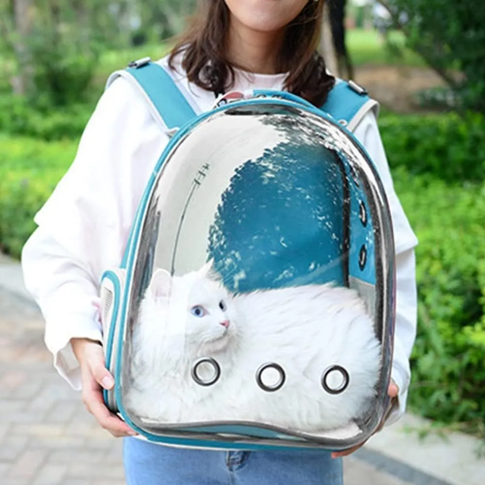 Animal Carrier Backpacks,Transparent Space Capsule Bubble Pet Backpack Bag for Small Dogs Cats Airline Approved Travel Carrier (Light Blue)