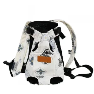 ANYWAGS Pet Carrier Gray Flower XXL Denim Breathable Travel Backpack for Large XXL Pets with Pockets for Carrying Supplies