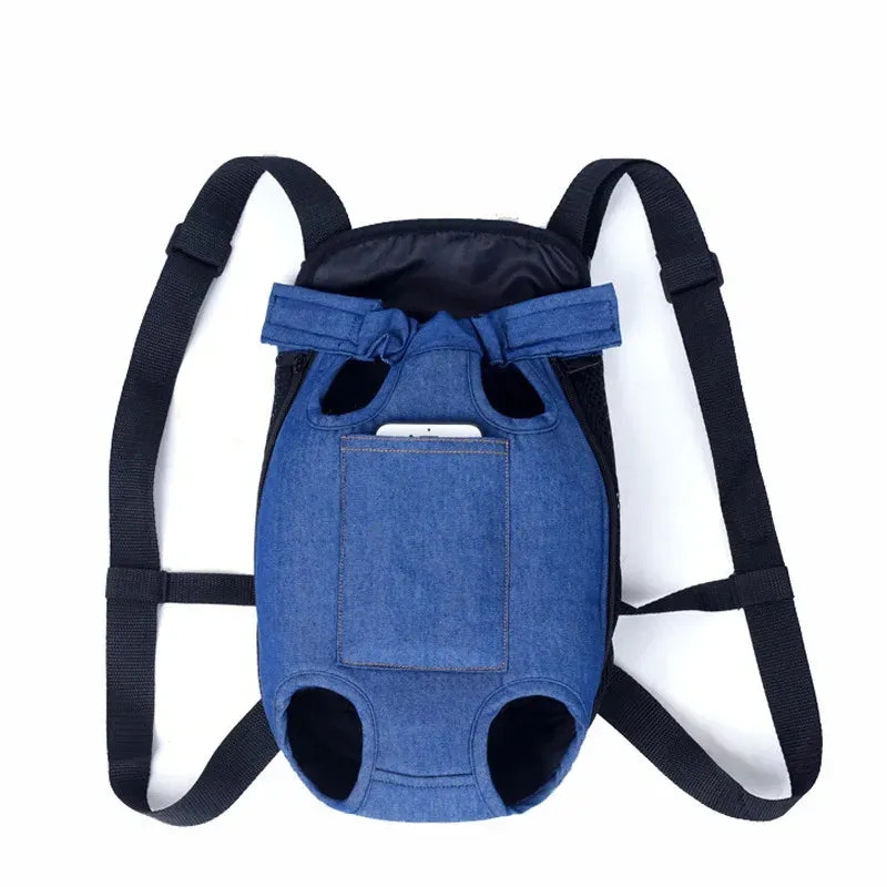 ANYWAGS Pet Carrier Small Denim Blue Denim Backpack for Outdoor Travel With Front Pocket for Small Size Pets