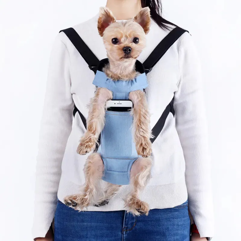ANYWAGS Pet Carrier Small Denim Blue Denim Backpack for Outdoor Travel With Front Pocket for Small Size Pets