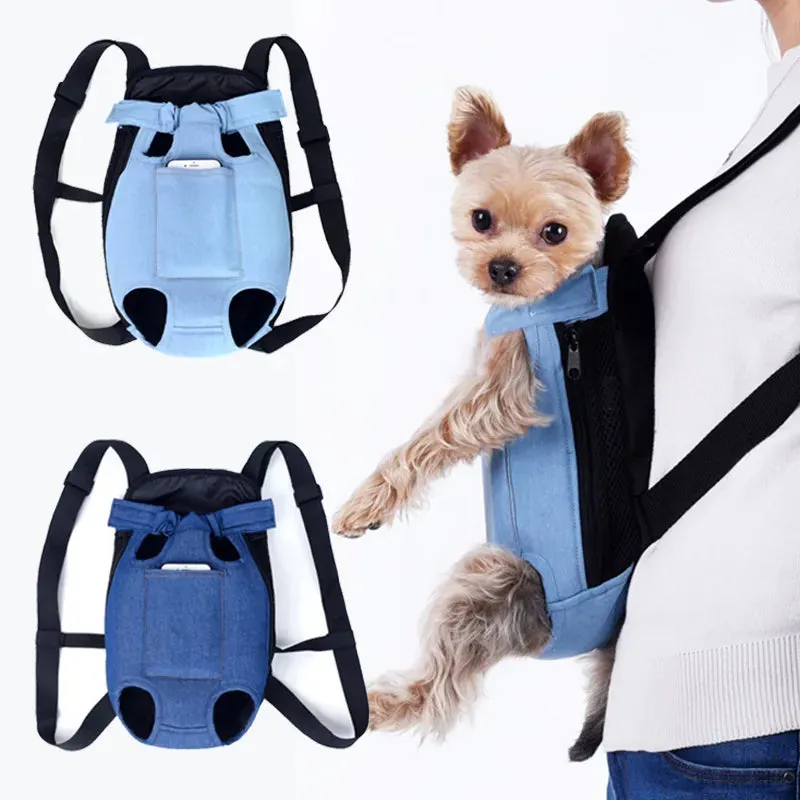 ANYWAGS Pet Carrier Small Denim Blue Denim Backpack for Outdoor Travel With Front Pocket for Small Size Pets
