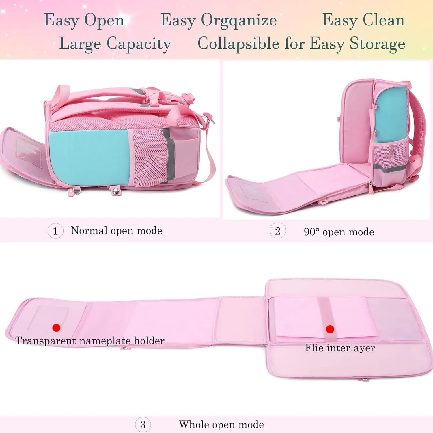 AO ALI VICTORY Unicorn Girls Backpacks for School Princess Bowknot Kids Bookbags Boys Dinosaur Backpack