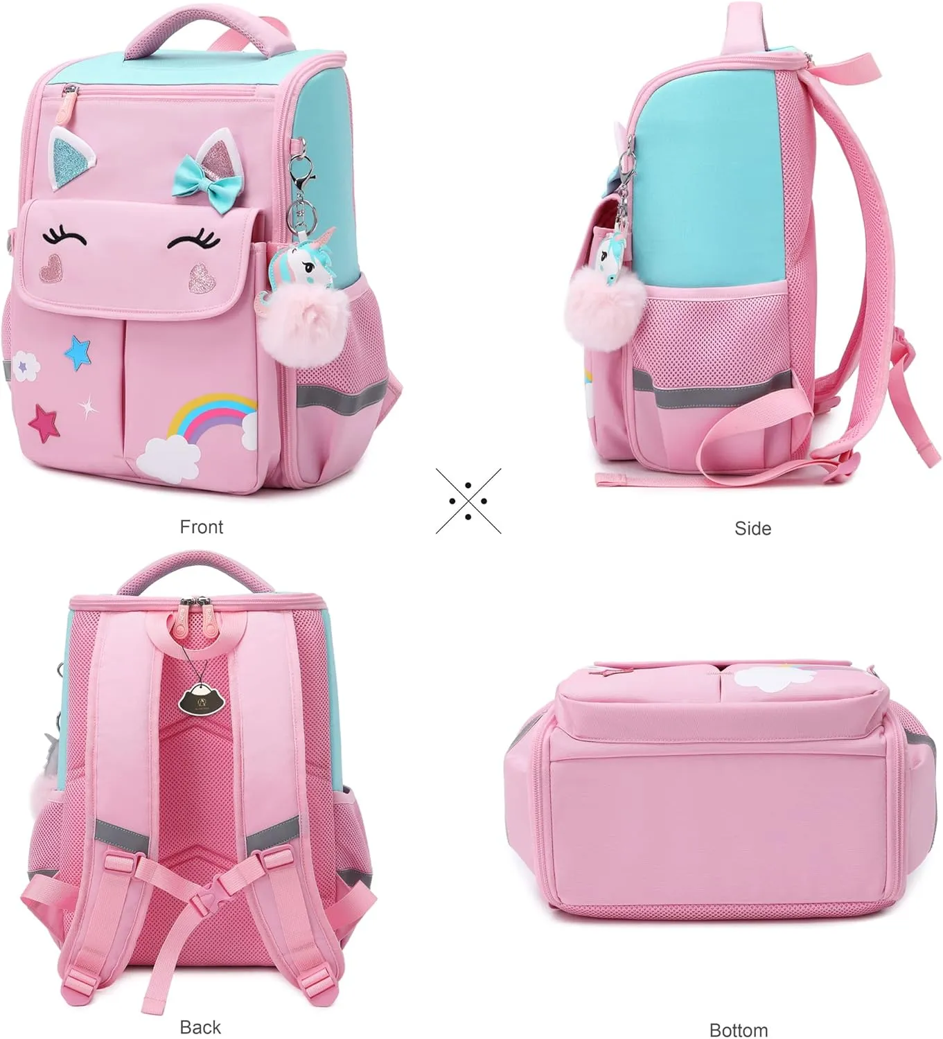 AO ALI VICTORY Unicorn Girls Backpacks for School Princess Bowknot Kids Bookbags Boys Dinosaur Backpack
