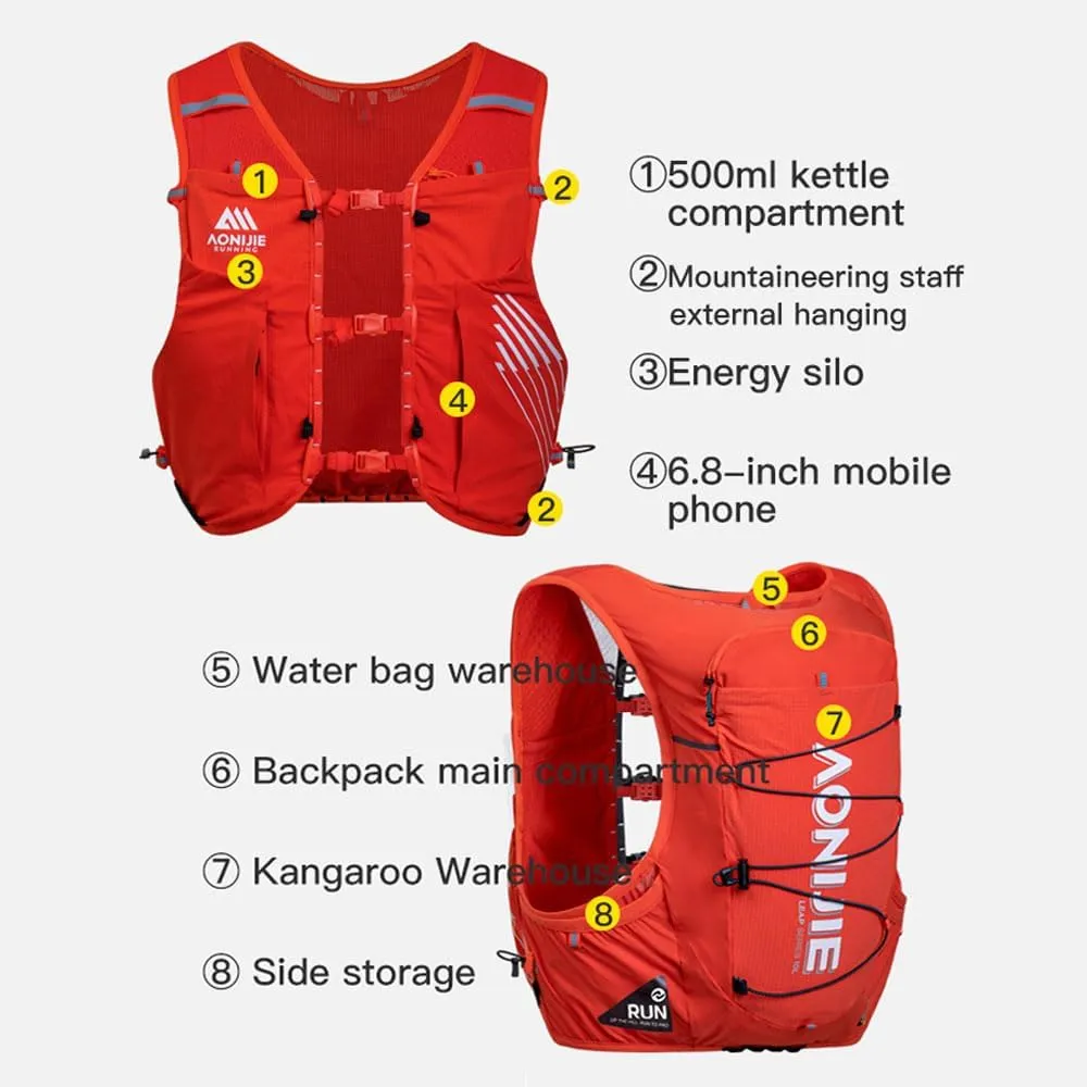 AONIJIE Hydration Backpack for Runners 10L Breathable Running Hydration Vest for Marathon Race, Hiking, Biking, Cycling