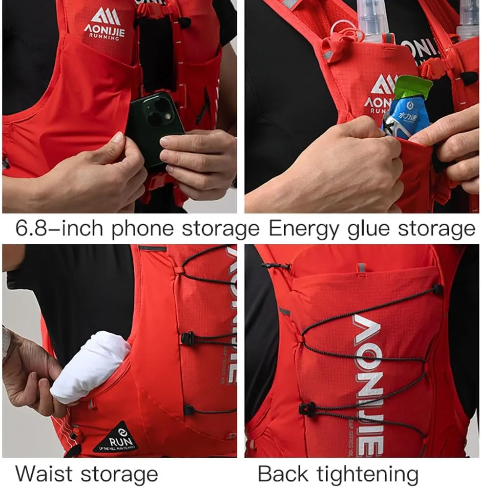 AONIJIE Hydration Backpack for Runners 10L Breathable Running Hydration Vest for Marathon Race, Hiking, Biking, Cycling