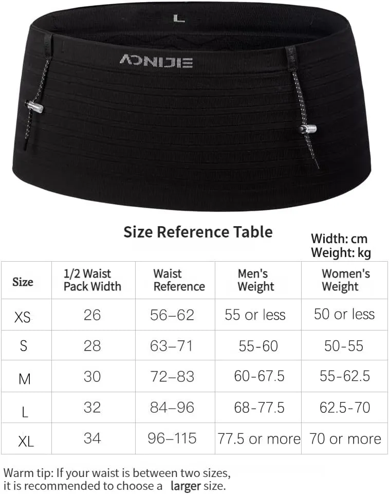 AONIJIE Running Belt with 250ml Soft Flask for Women and Men Lightweight & Non-slip Black Fanny Pack Fits All Size Phones Passport and More (Black with 250ml Soft Flask, S)