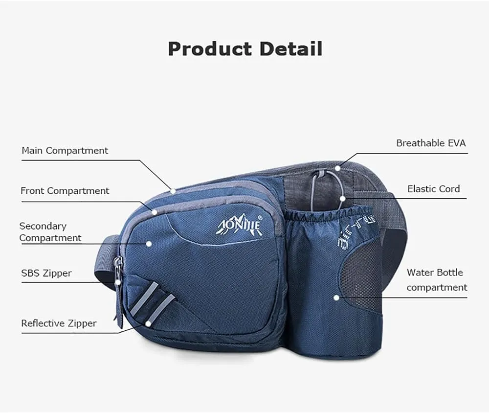 AONIJIE Waterproof Running Hydration Belt with 600ml Water Bottle for Running Men Women Adjustable Hiking Waist Bag Fanny Pack for Outdoors Workout Walking Hiking (Rose-with-Bottle)