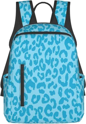 Aqua Cheetah Blue Aesthetic Casual Backpacks Large Capacity Laptop Backpack Sports Rucksack Travel Daypack Adjustable Shoulder Strap Work Bag for Outdoor Camping