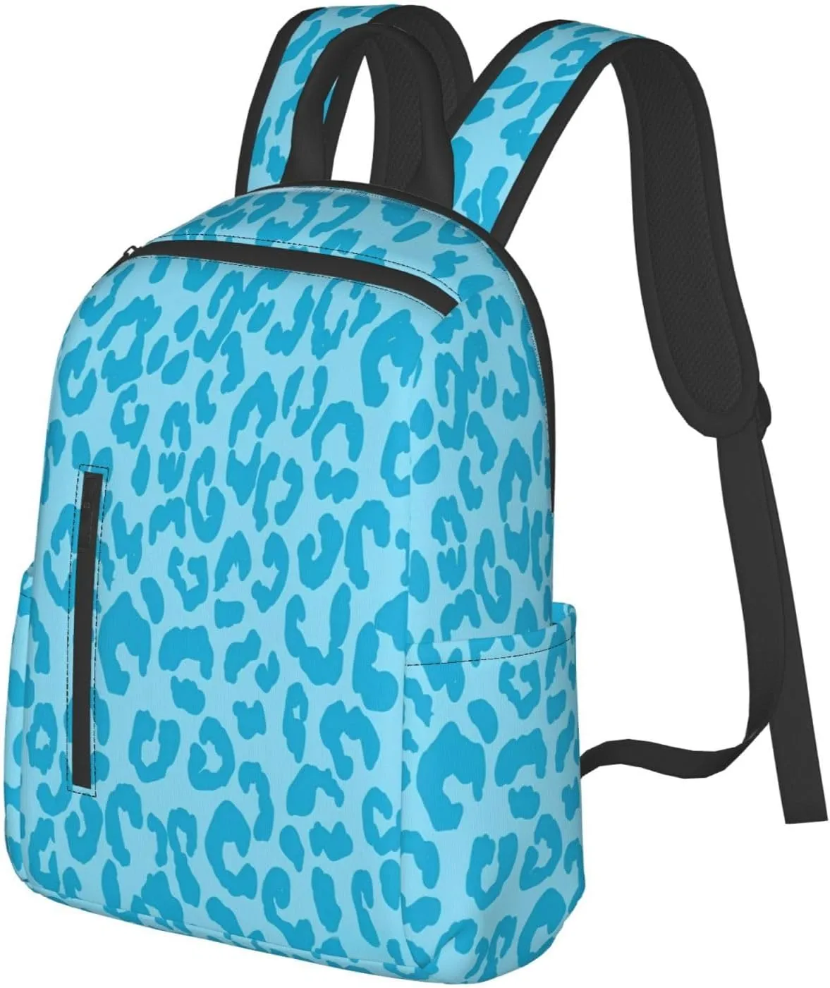 Aqua Cheetah Blue Aesthetic Casual Backpacks Large Capacity Laptop Backpack Sports Rucksack Travel Daypack Adjustable Shoulder Strap Work Bag for Outdoor Camping