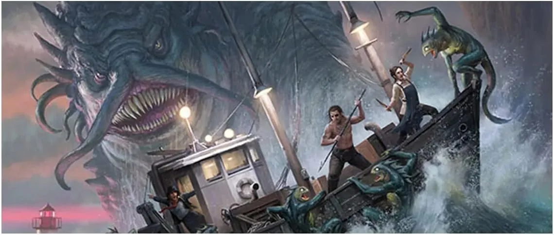 Arkham Horror Under Dark Waves Board Game Expansion - New Locations, Investigators, and Terror! Cooperative Mystery Game, Ages 14 , 1-6 Players, 2-3 Hour Playtime, Made by Fantasy Flight Games