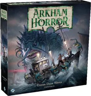 Arkham Horror Under Dark Waves Board Game Expansion - New Locations, Investigators, and Terror! Cooperative Mystery Game, Ages 14 , 1-6 Players, 2-3 Hour Playtime, Made by Fantasy Flight Games