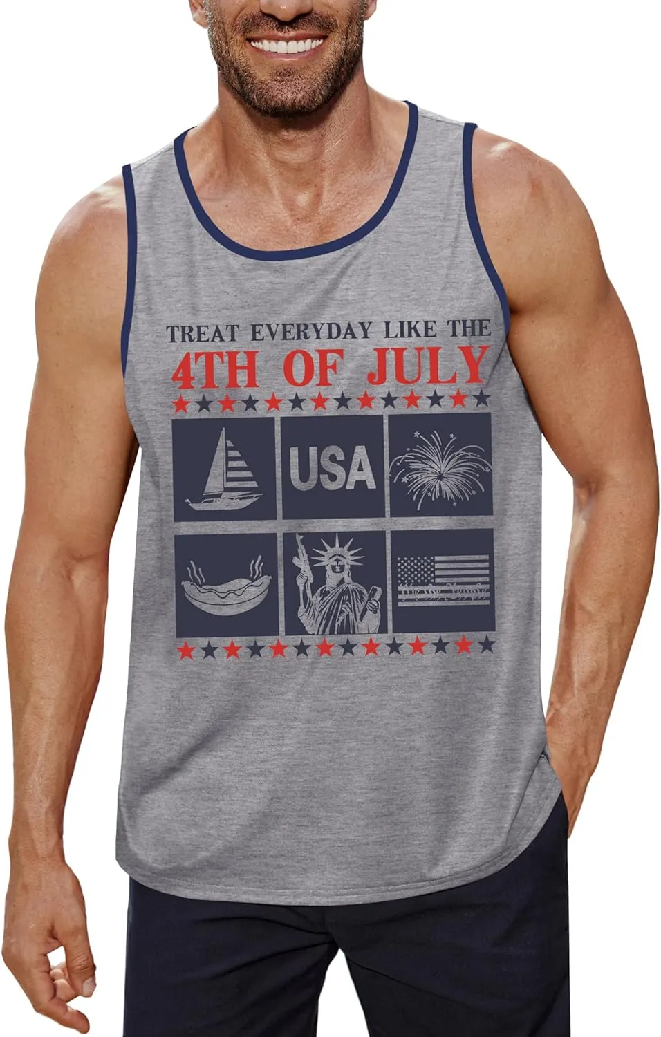 Arvilhill Men's 4th of July Tank Tops American Flag Graphic Sleeveless Shirt (S-3XL)
