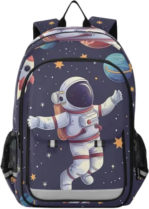 Astronaut Planet Space Spaceship Cartoon Style Print Backpack for Boys Middle-School Elementary Bookbags 20325430