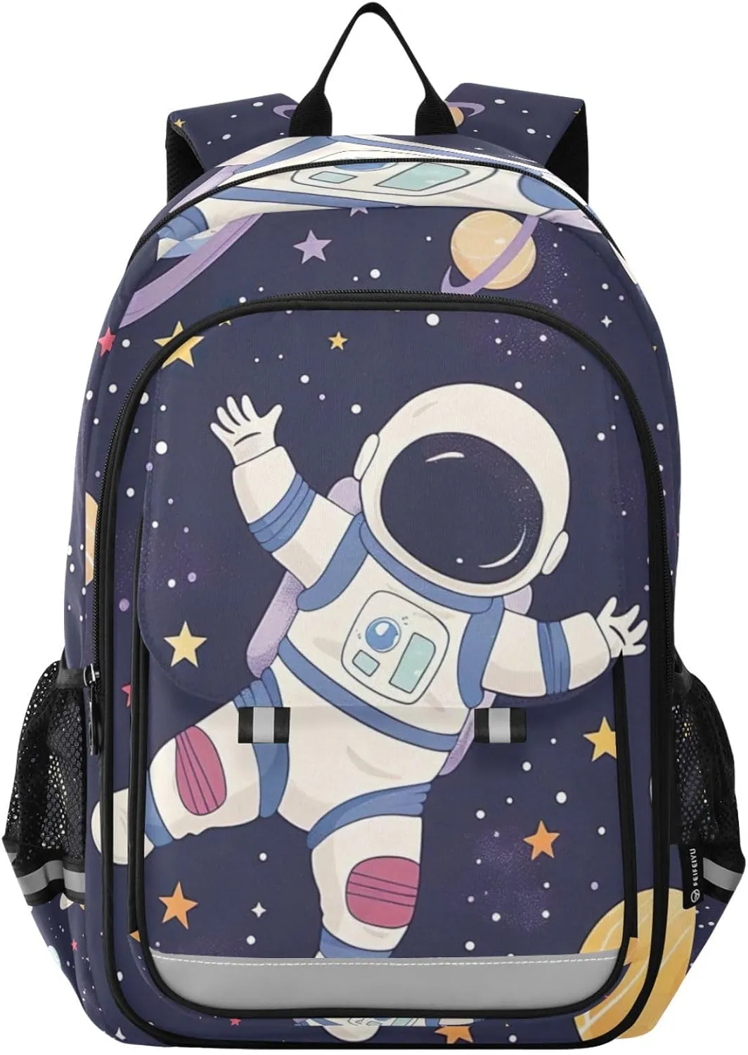 Astronaut Planet Space Spaceship Cartoon Style Print Backpack for Boys Middle-School Elementary Bookbags 20325431