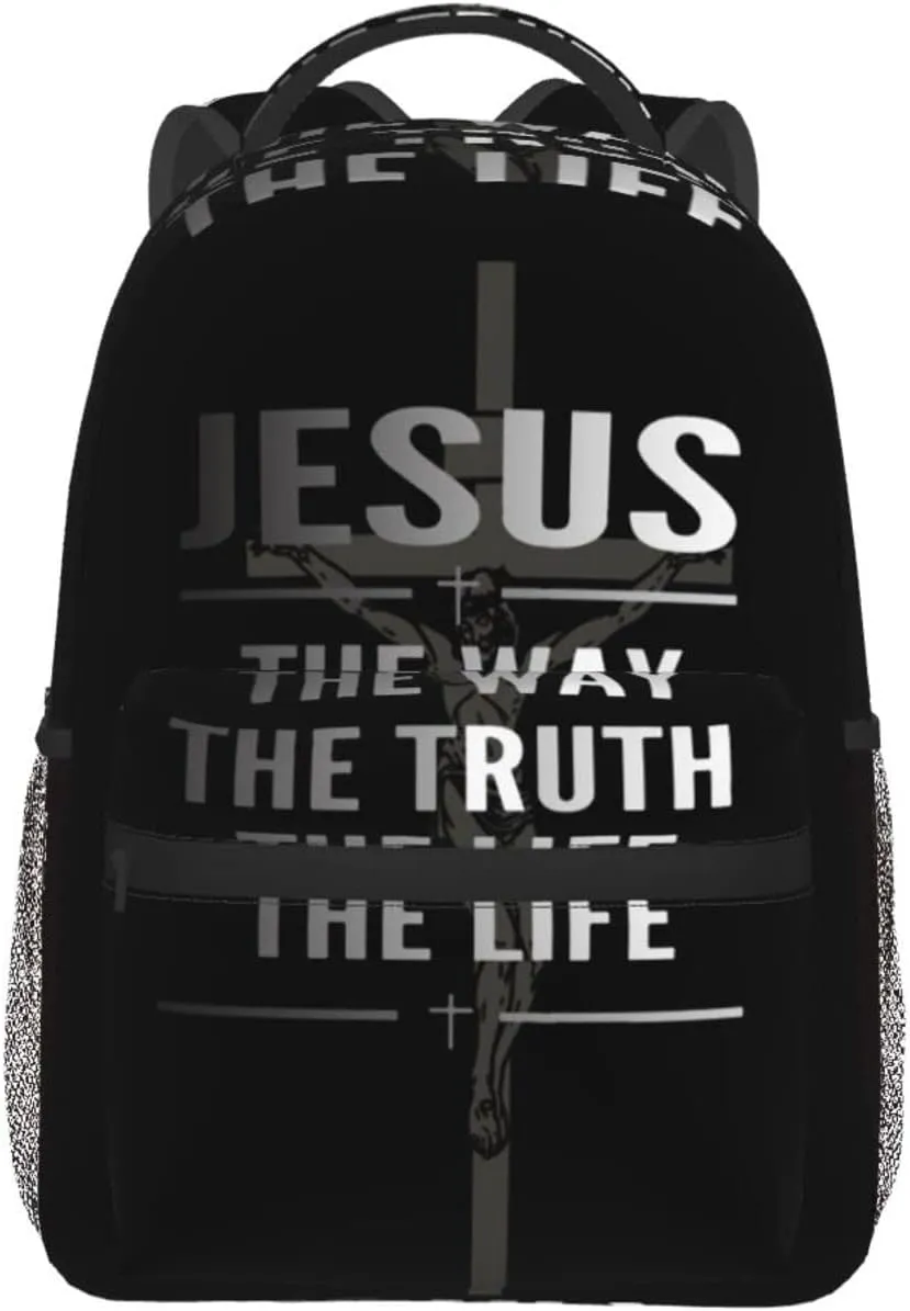 ASYG Bible Verse Backpack Christian Laptop Backpack Jesus Cross Bag Tablet Travel Picnic Travel Bag