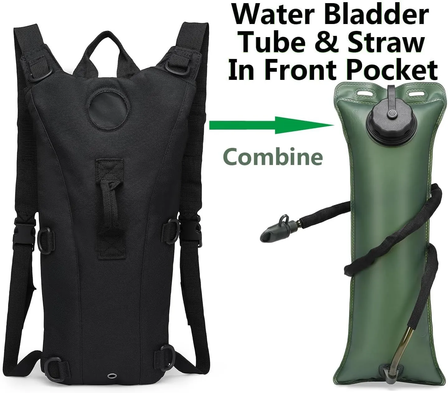 ATBP Tactical Water Hydration Pack Military 3L Water Bladder Carrier Backpack Leakproof for Running Jogging Cycling Hiking