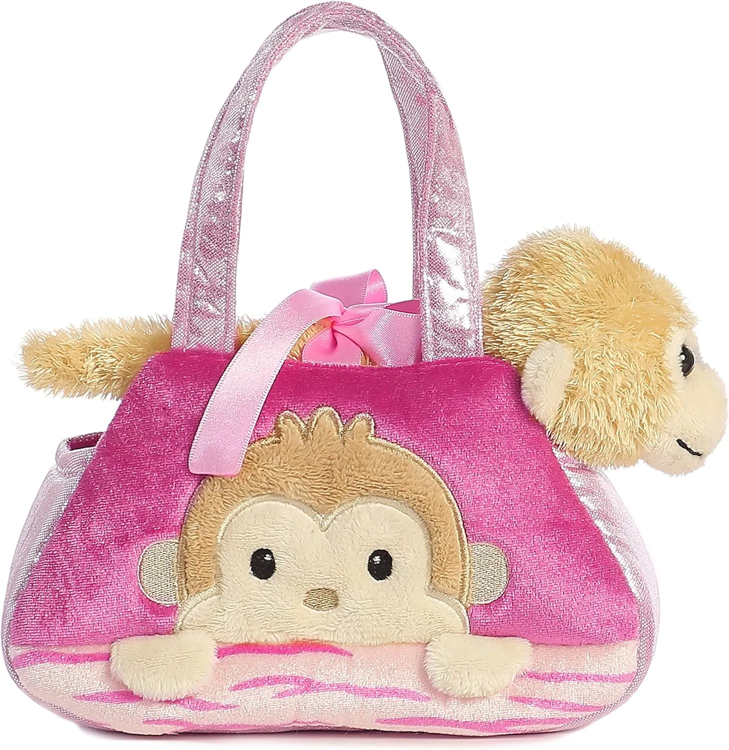 Aurora® Fashionable Fancy Pals™ Peek-A-Boo Monkey Stuffed Animal - On-The-go Companions - Stylish Accessories - Multicolor 7 Inches