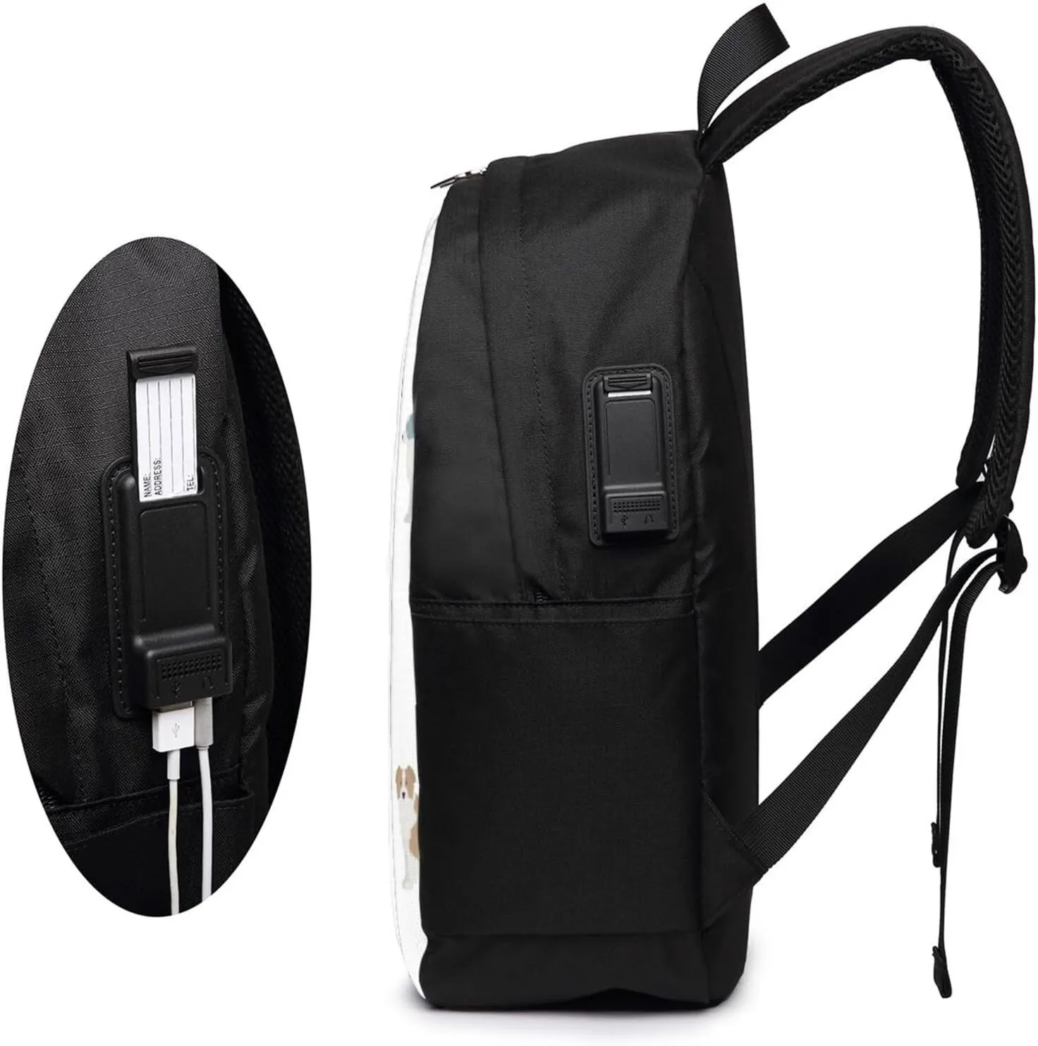 Australian Shepherd Dog Backpack, 17 Inch Travel Business Laptop Backpack With USB Port for Women Men