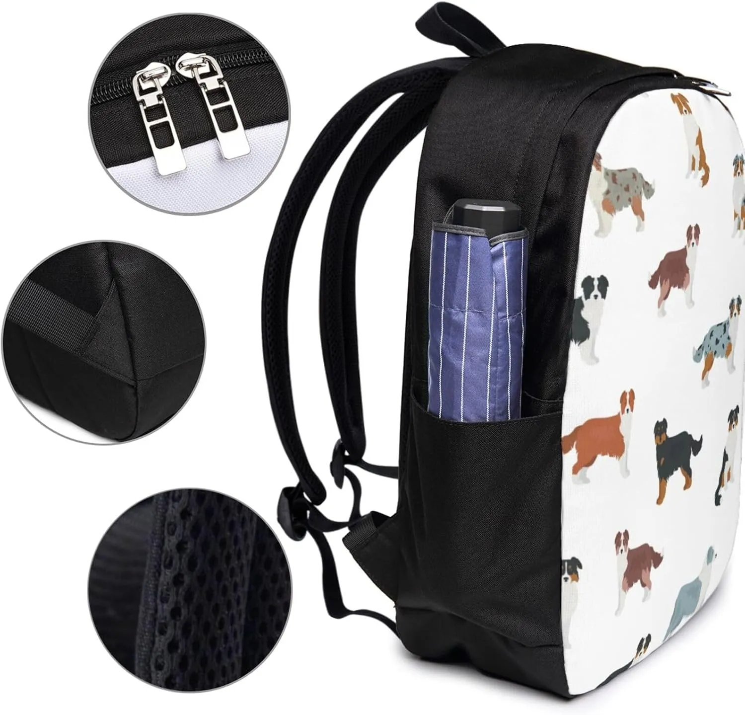 Australian Shepherd Dog Backpack, 17 Inch Travel Business Laptop Backpack With USB Port for Women Men