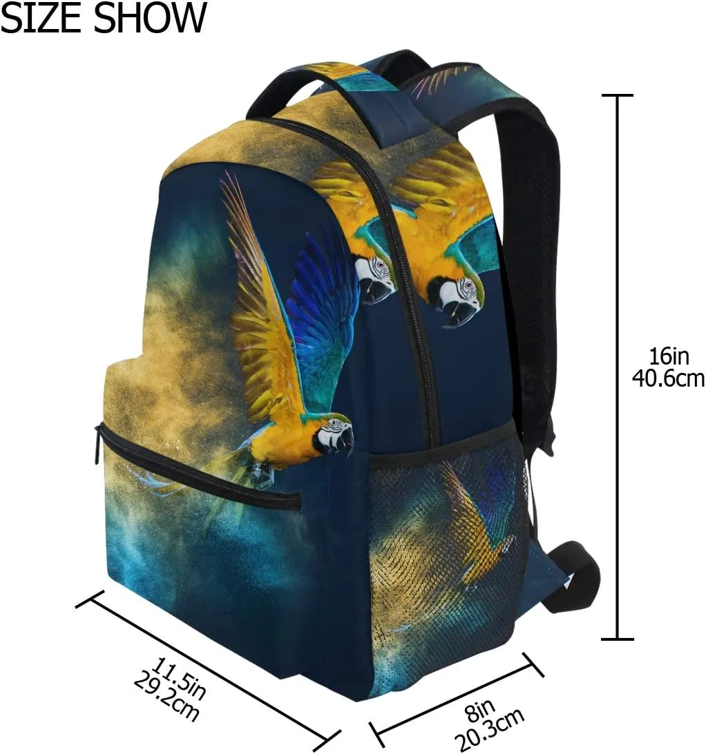 AUUXVA TropicalLife Colorful Parrot Pattern Backpacks School Bookbag Shoulder Backpack Hiking Travel Daypack Casual Bags