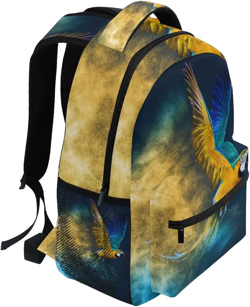 AUUXVA TropicalLife Colorful Parrot Pattern Backpacks School Bookbag Shoulder Backpack Hiking Travel Daypack Casual Bags