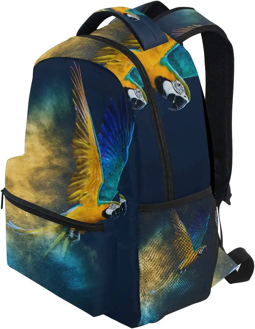 AUUXVA TropicalLife Colorful Parrot Pattern Backpacks School Bookbag Shoulder Backpack Hiking Travel Daypack Casual Bags