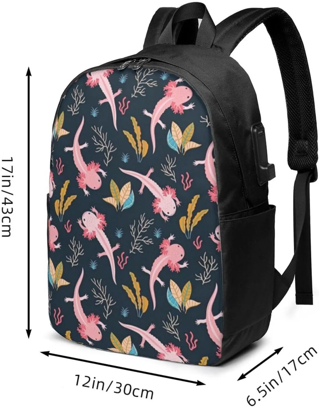 Axolotl Large Backpack, 17 Inch Travel Business Laptop Backpack With USB Port for Women Men