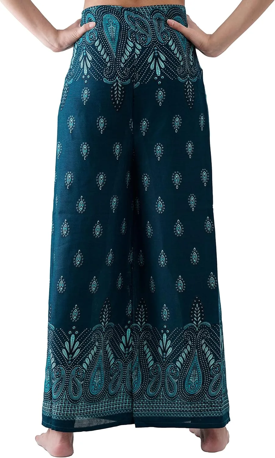 B BANGKOK PANTS Women's Boho Palazzo Pants Wide Leg Yoga Wrap Tie Up Waist