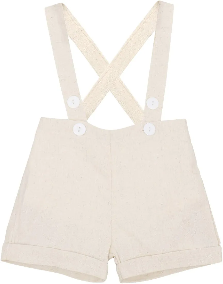 Baby Boy Baptism Christening Outfit Bowtie Dress Shirt Suspenders Shorts Summer Wedding Party Formal Ring Bearer Suits