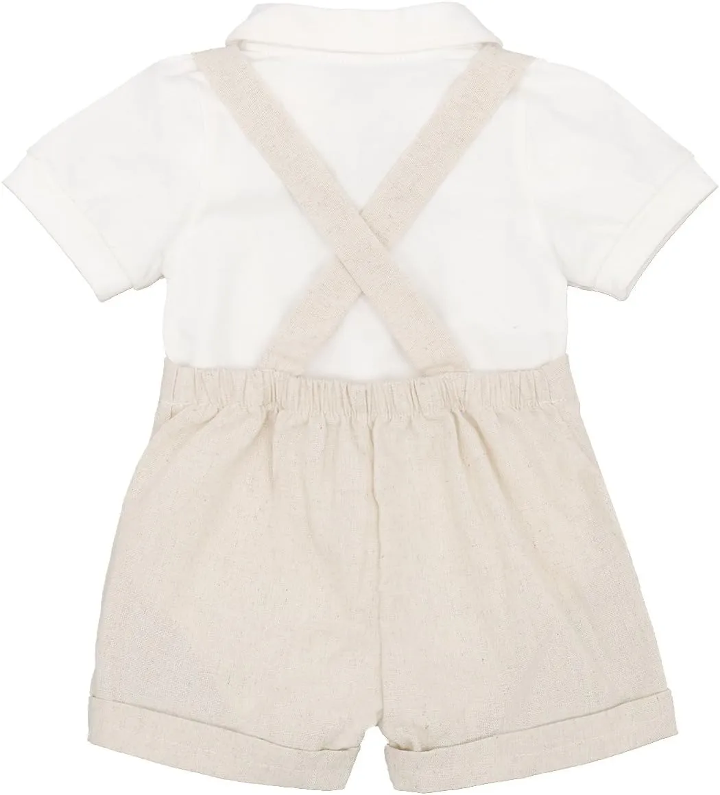 Baby Boy Baptism Christening Outfit Bowtie Dress Shirt Suspenders Shorts Summer Wedding Party Formal Ring Bearer Suits