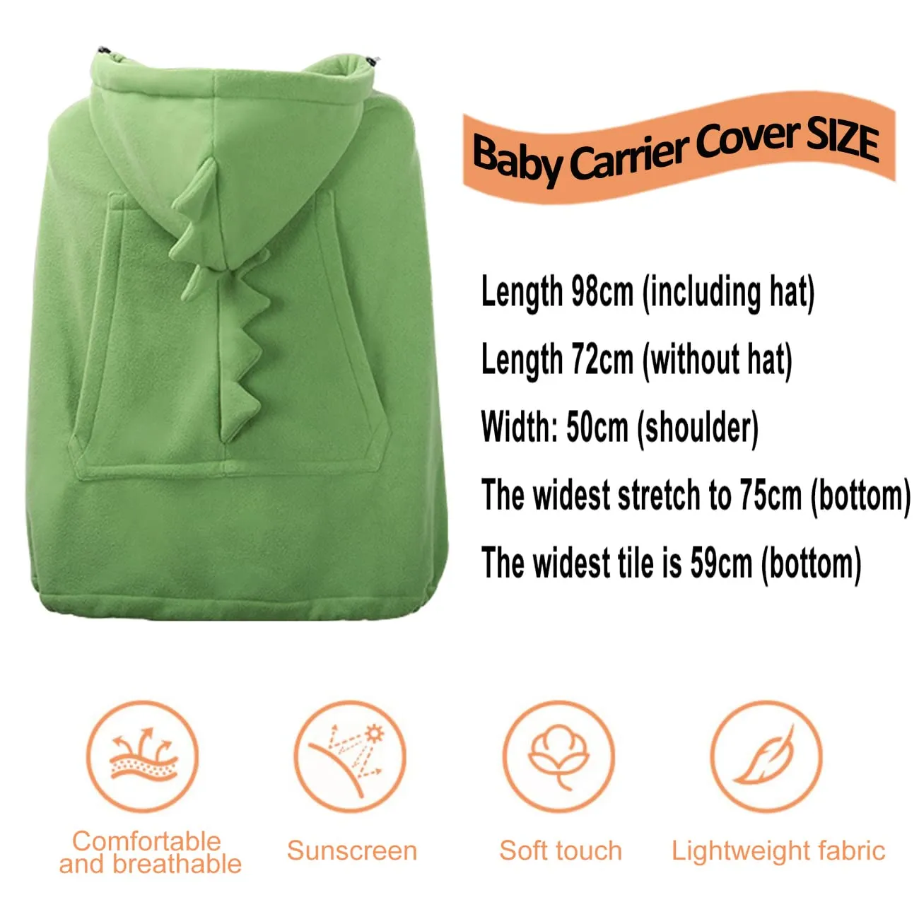 Baby Carrier Cover Stroller Cover,Newborn Hooded Stretchy Cloak,Soft Kangaroo Hoodie for Mom Baby,Suit for All Seasons (Green)