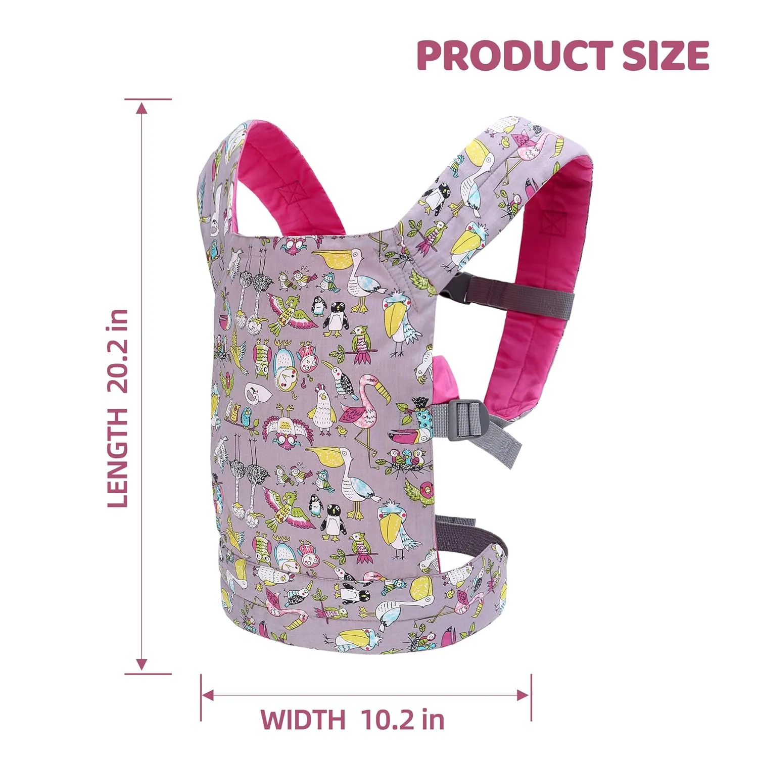 Baby Doll Carrier Front and Back Baby Doll Accessories Backpack Kid Toddlers Play Toy Baby Carriers for Babydoll Pretend with Adjustable Straps for Little Girls (Animals)