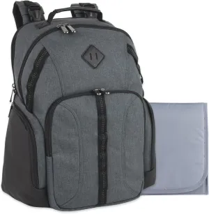 Baby Essentials Super Cooler Dual Compartment Diaper Bag Backpack with Portable Changing Pad, Stroller Straps, Insulated Bottle Compartment (Grey/Black)
