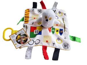 Baby Jack & Co 10x10” Wizard Lovey Owl Tag Toy for Babies Witches - House Colors - Learn Wizardry - Soft & Safe - Learn Shapes & Colors - Ideal Baby Toy & Muggle Gift - BPA Free w/Stroller Clip