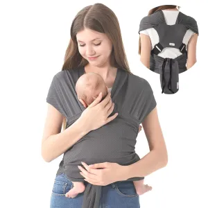 Baby warps Carrier,Softness Organic Cotton,Breathable Adjustable Strap Baby Hold Carrier for Newborn Up to 40 lbs (Air-Mesh Grey)