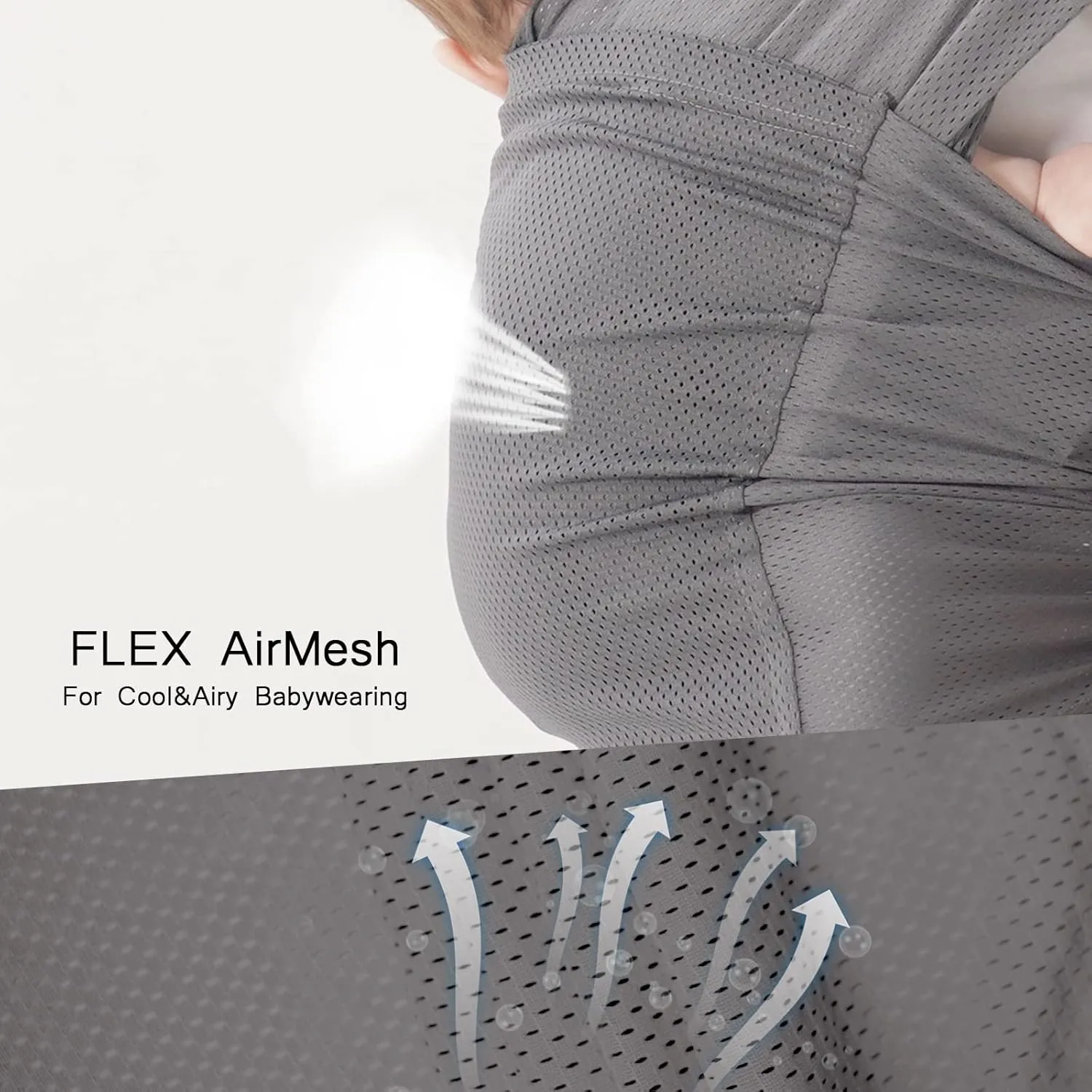 Baby warps Carrier,Softness Organic Cotton,Breathable Adjustable Strap Baby Hold Carrier for Newborn Up to 40 lbs (Air-Mesh Grey)