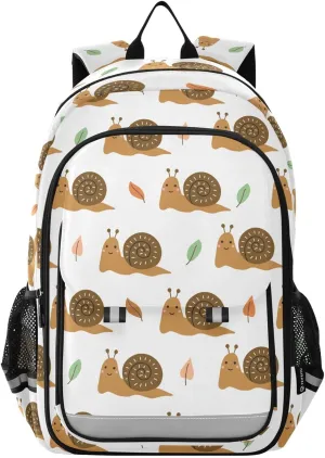 Backpack Brown Snail Leaves School Shoulder Bag Lightweight Laptop Backpack Student Casual Travel Daypack