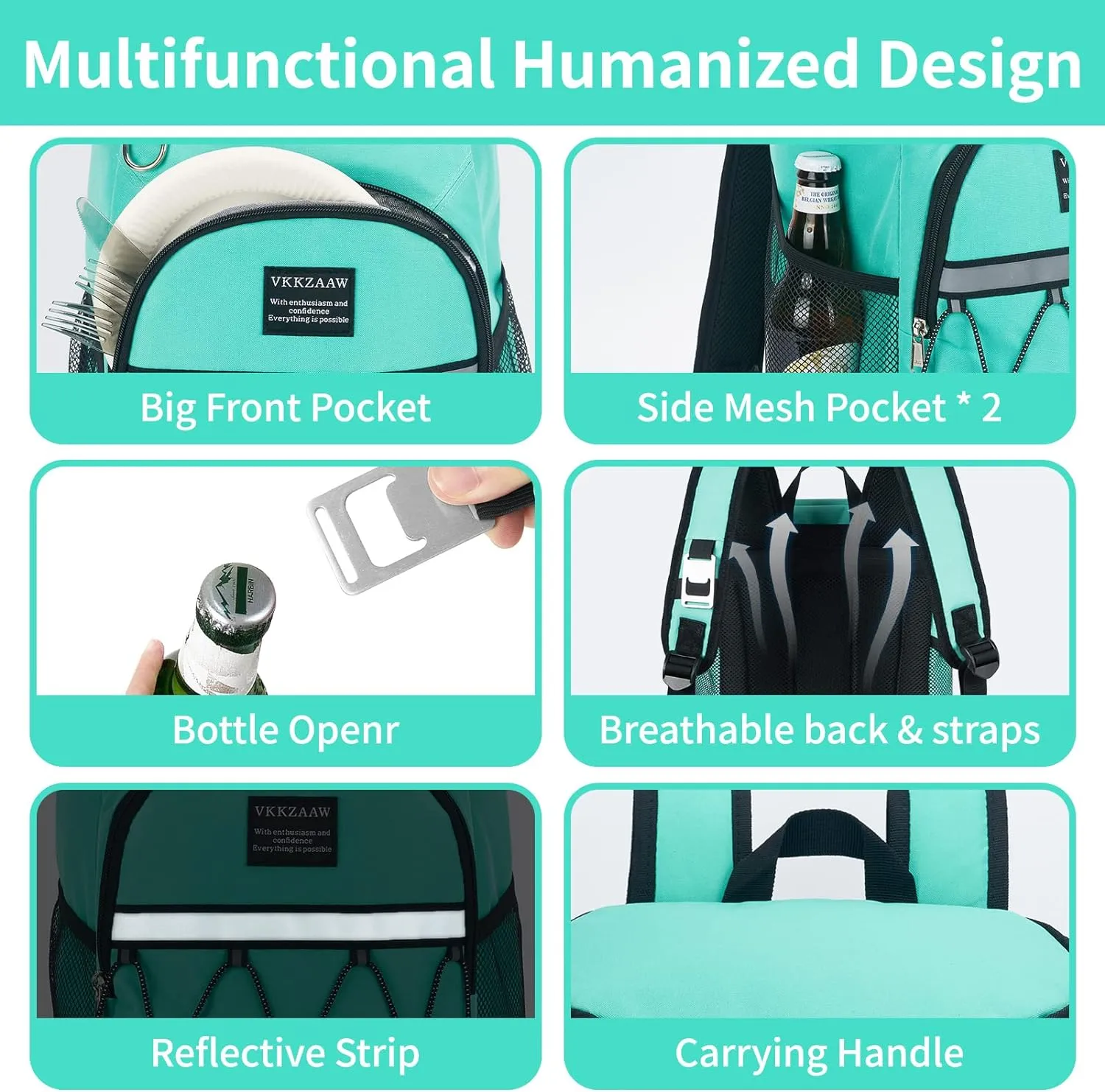 Backpack Cooler Backpack 26 Cans Insulated Leak Proof for Women Men Beach Camping Picnic Fishing Hiking Lunch Backpack Waterproof Cooler