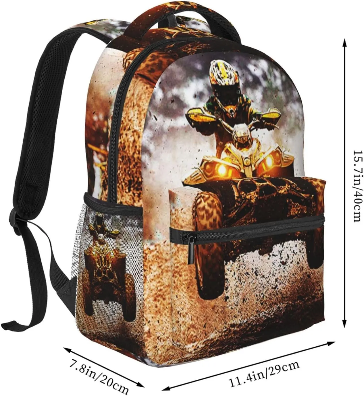 Backpack for Boys Girls Kids, Dirt Quad Bike 4 Wheeler ATV Off Road Backpack Travel School Bag Bookbag Schoolbag Daypack for Men Teens Children
