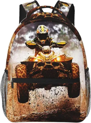 Backpack for Boys Girls Kids, Dirt Quad Bike 4 Wheeler ATV Off Road Backpack Travel School Bag Bookbag Schoolbag Daypack for Men Teens Children