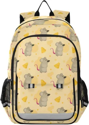 Backpack Mouse Cute Cheese School Shoulder Bag Lightweight Laptop Backpack Student Casual Travel Daypack
