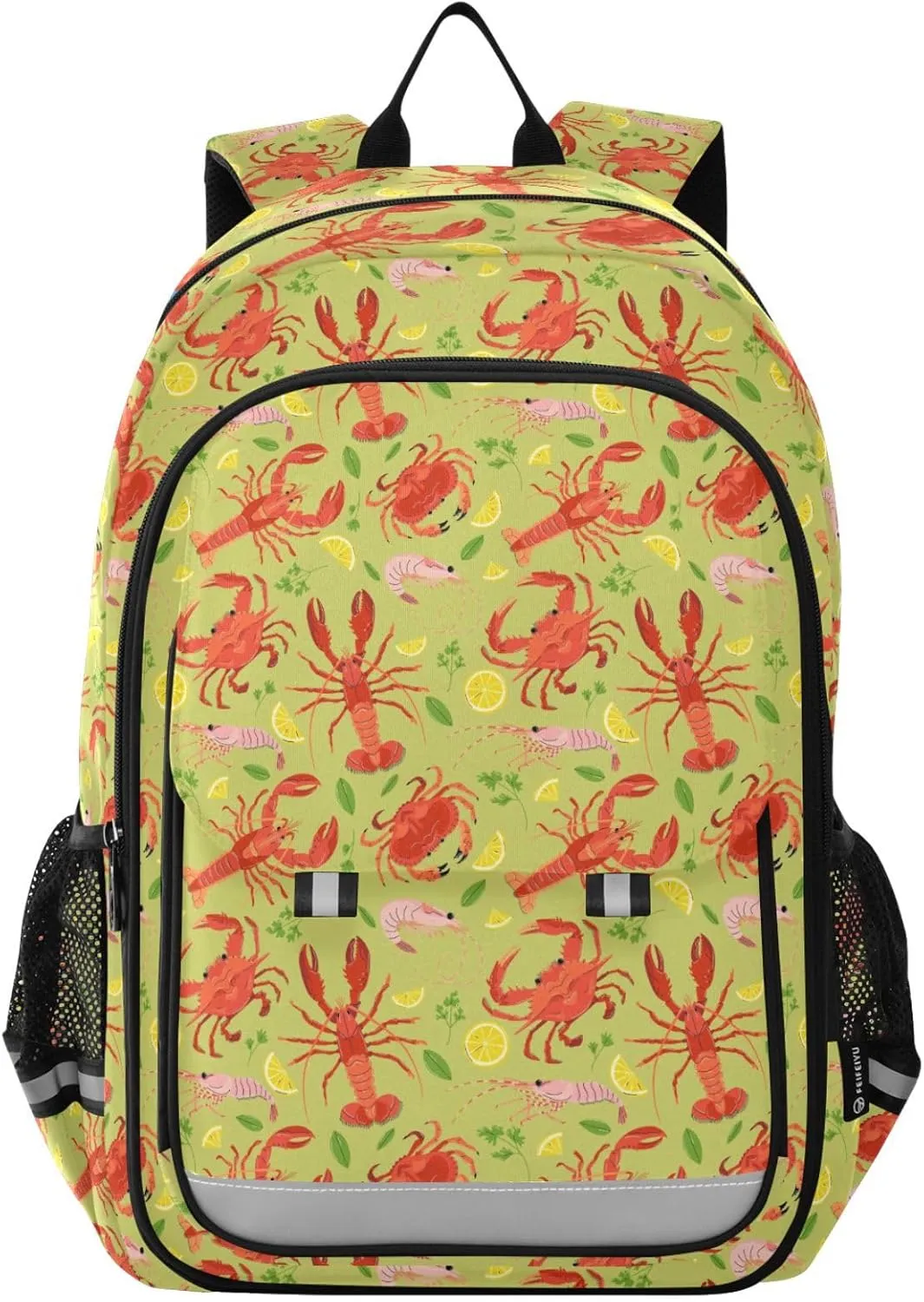 Backpack Seafood Crab Lobster Shrimp School Shoulder Bag Lightweight Laptop Backpack Student Casual Travel Daypack