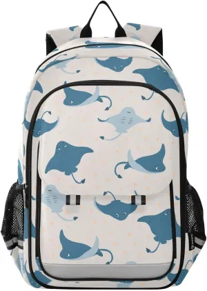 Backpack Underwater Stingray Fish School Shoulder Bag Lightweight Laptop Backpack Student Casual Travel Daypack