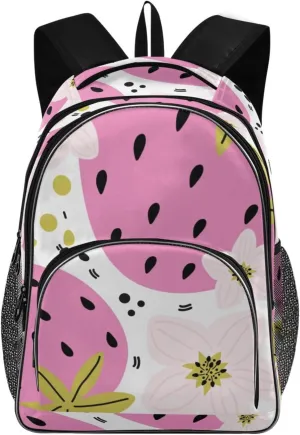 Backpacks 22L Three Layer Arc Book Bag Lightweight for Travel Camping Hiking Rucksack Daypack Kids & Adults Strawberry Flowers