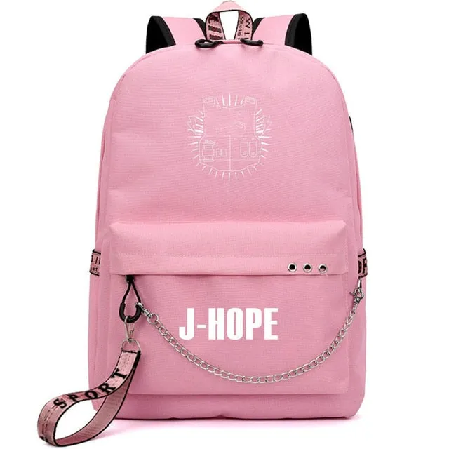 Bags Bangtan Port JIMIN USB Client satisfaction Boys Monster Stylish design Rap JUNG Backpack Travel HOT Mochila Bags KOOK Chain Backpack Headphone School Laptop
