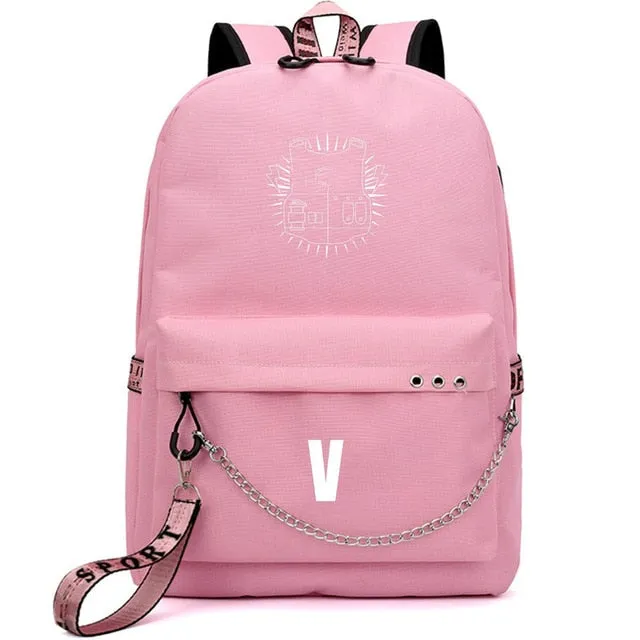 Bags Bangtan Port JIMIN USB Client satisfaction Boys Monster Stylish design Rap JUNG Backpack Travel HOT Mochila Bags KOOK Chain Backpack Headphone School Laptop