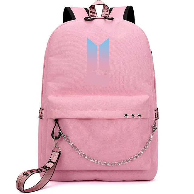 Bags Bangtan Port JIMIN USB Client satisfaction Boys Monster Stylish design Rap JUNG Backpack Travel HOT Mochila Bags KOOK Chain Backpack Headphone School Laptop