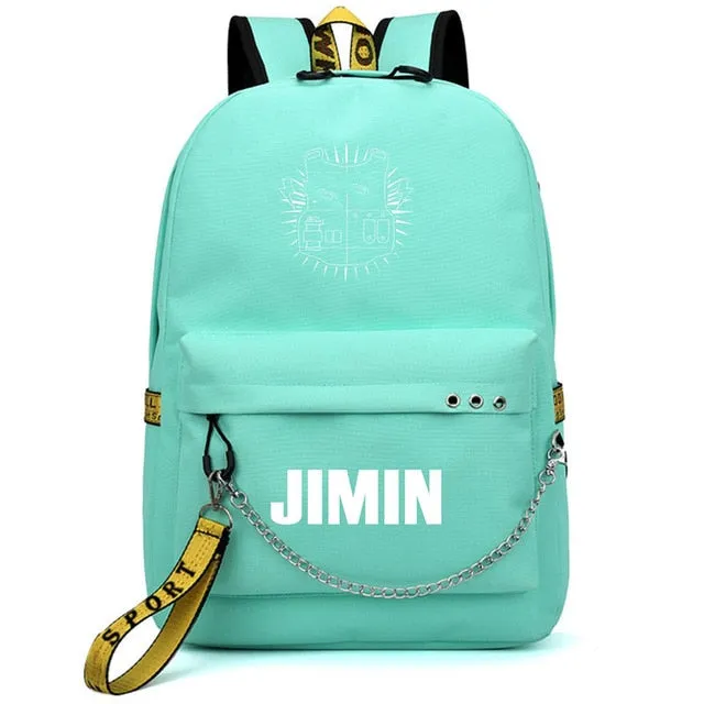 Bags Bangtan Port JIMIN USB Client satisfaction Boys Monster Stylish design Rap JUNG Backpack Travel HOT Mochila Bags KOOK Chain Backpack Headphone School Laptop